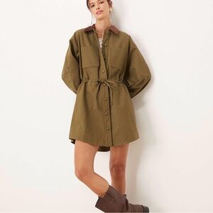 NWT ASOS DESIGN heavy twill barn jacket mini dress cinched waist